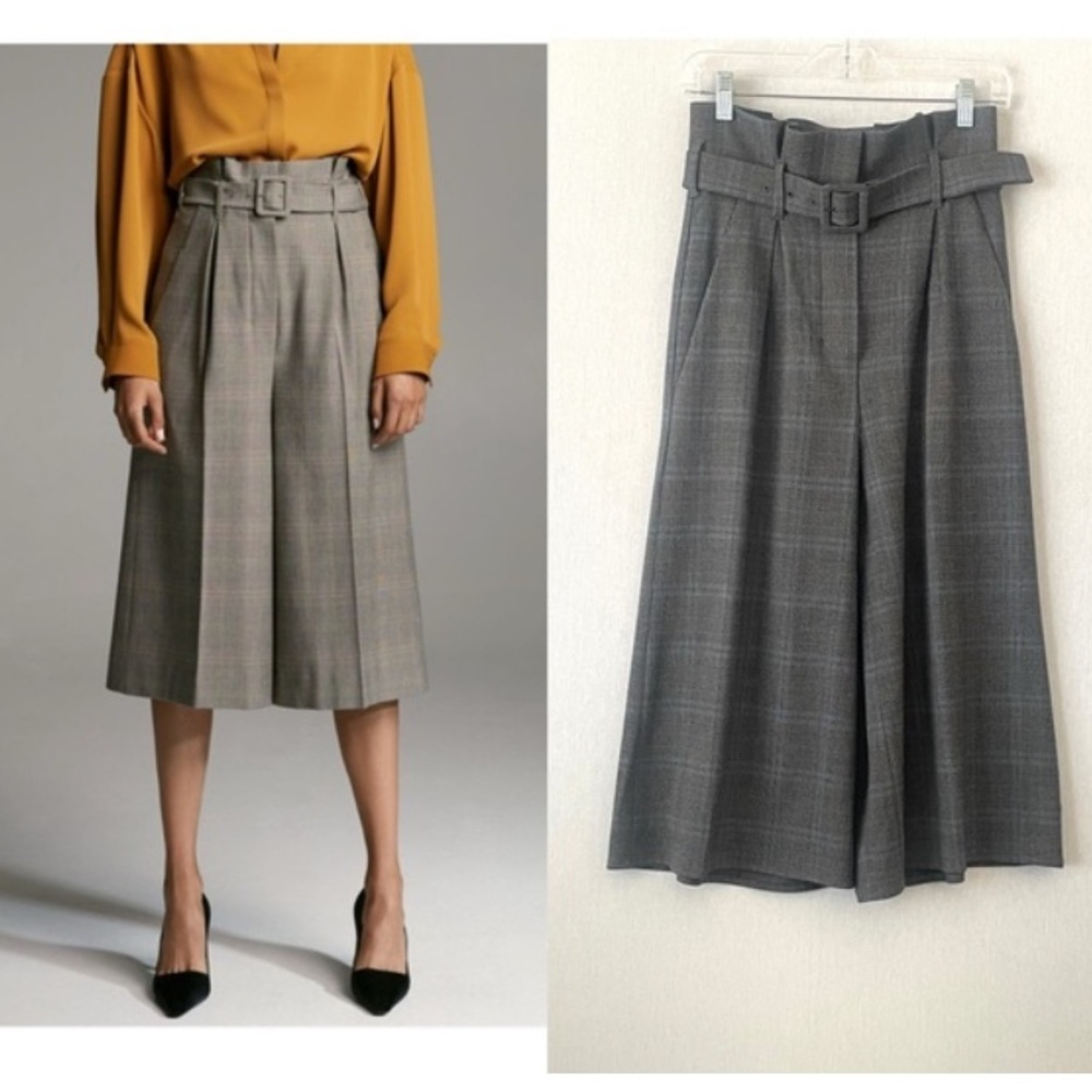 Aritzia Babaton Heston Gray Checkered wide leg culottes size 6 business casual